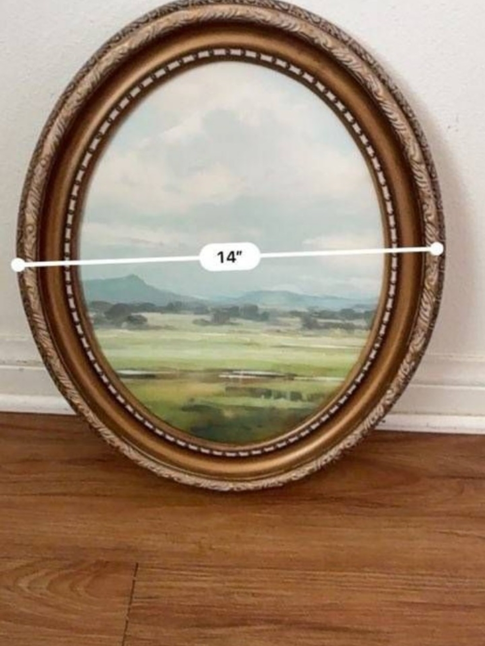 Oval Gold Framed Landscape Painting - Warm Tones - Picture 3 of 3